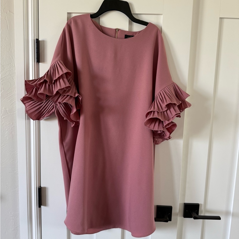 Elegant Pink Ruffle Sleeve Dress